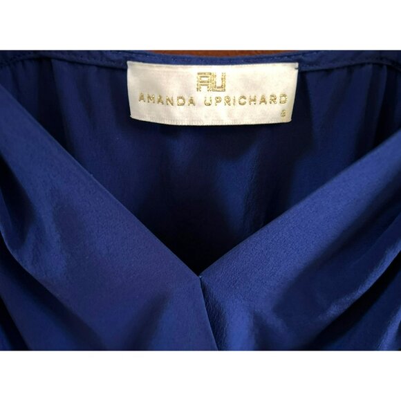 Amanda Uprichard Women's Blue Silk Sleeveless Top Designer Blouse EUC - Picture 2 of 5